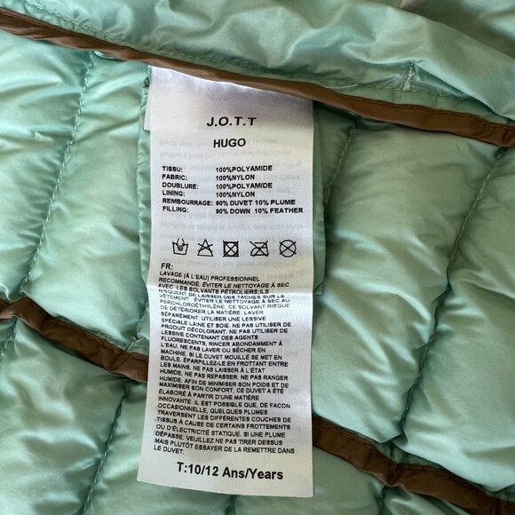 JOTT Kids Hugo Down Jacket Size 10-12 Mint Green - Picture 9 of 10